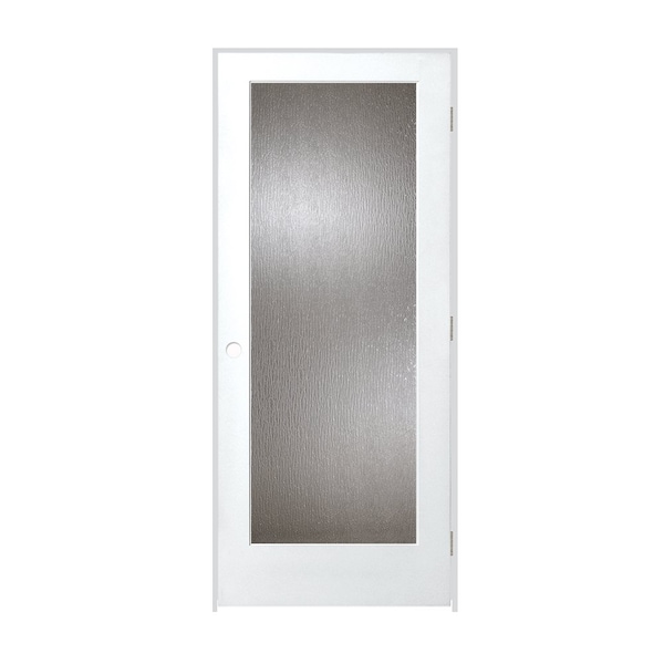 Trimlite Primed 1Lite Rain Tempered Glass Interior French 71/4" LH Prehung Door Brushed Chrome Hinges 3068pri1501RAITLH26D714 - main
